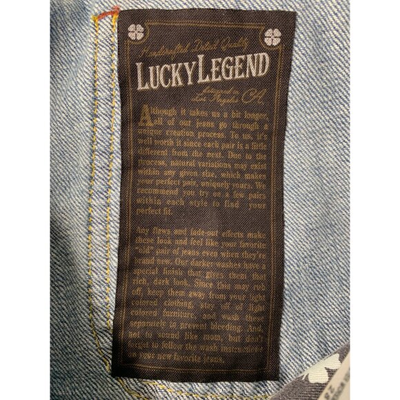 Lucky Legend LR Sister Workman Bermuda Shorts Size 6/28 Denim Embroider RDD10677 - Picture 8 of 11